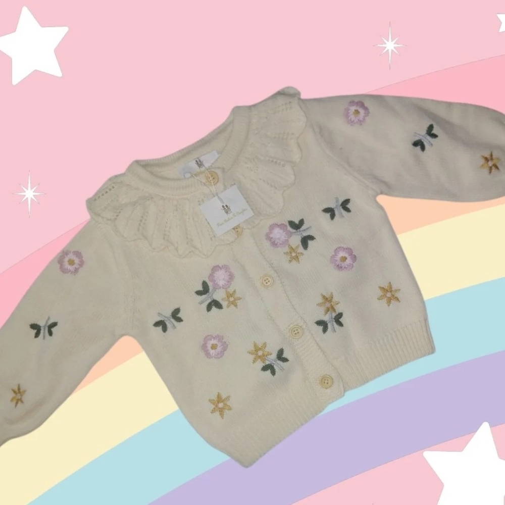 Floral Embroidered Kids Cardigan